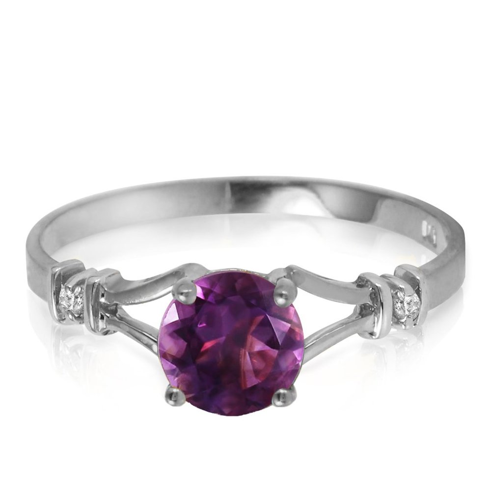 14K GOLD RING WITH NATURAL DIAMONDS & AMETHYST